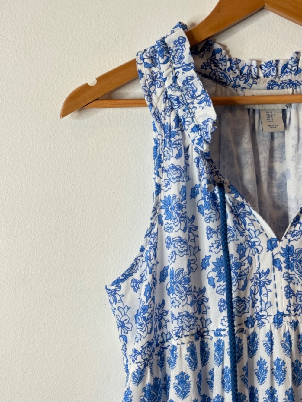 NEW Calypso St Barth Maxi Dress Blue White Print Cotton Lined Sleeveless Small - Picture 5 of 16